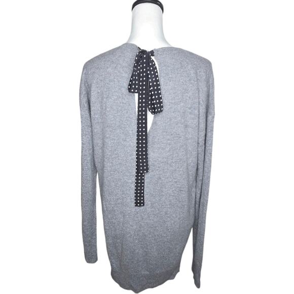 Equipment Gafton Polka Dot Tie Back Cashmere Silk Sweater Gray Size M